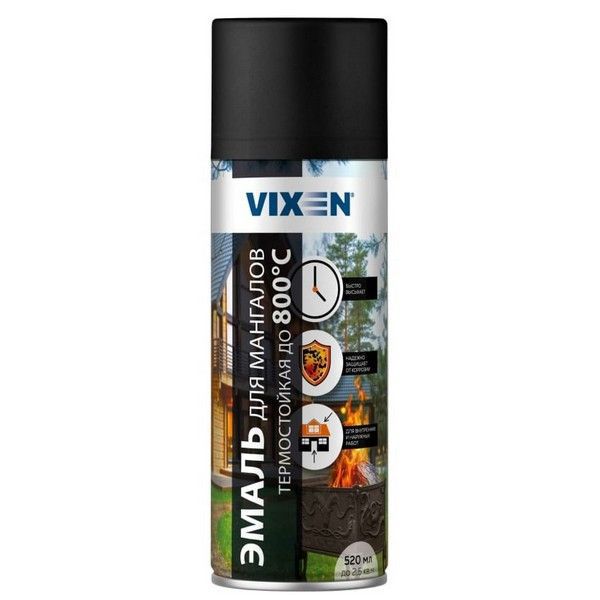 Эмаль Vixen аэрозоль термостойкая черная 520мл 55010 (12)