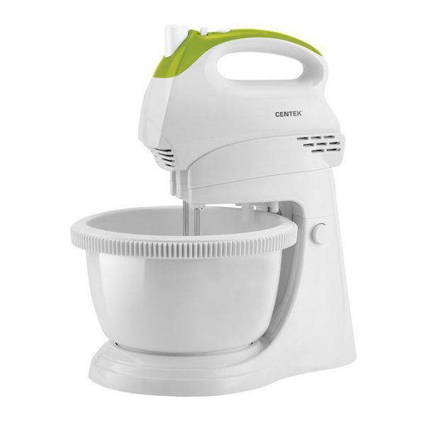 Миксер с чашей Centek CT-1119 (белый/зеленый) 350Вт, 2.5л, 5 скоростей+турбо, взбивание/замешивание