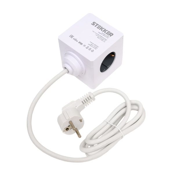 Удлинитель STEKKER 3-мест., 3*1 с/з 16А 2USB+1С, белый 1.5м, HM10-41-01 Comfort