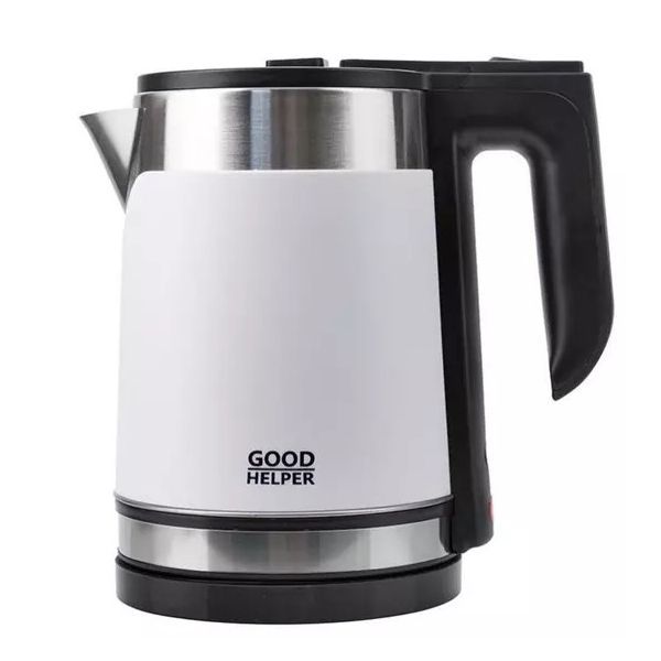 Чайник GOODHELPER KPS-185C (диск, 1,8л) 1,8кВт, двойной копус, нерж.сталь/пластик, белый