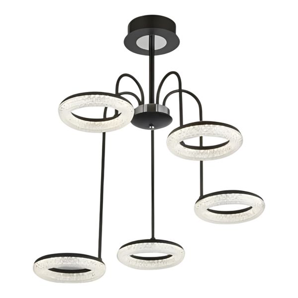Люстра 6674/5C BK+CR черный/хром 80W LED 3000-6000K ПДУ диммер d580 h270
