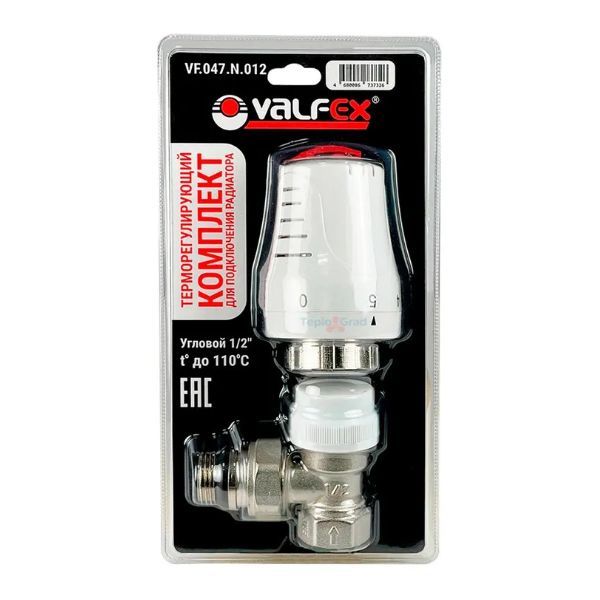 Клапан с термостатической головкой для рад. угловой 1/2" VALFEX (60) К