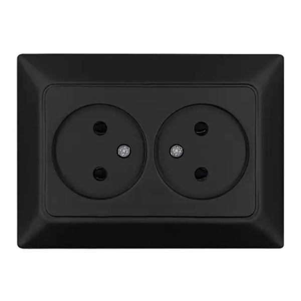 Розетка СУ 2 мест.черный (керамика) NE-AD ARAS 93-124-75-P
