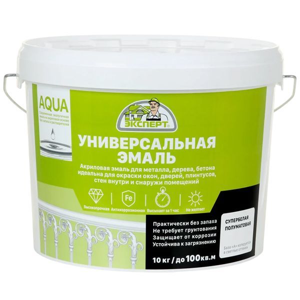 Эмаль универс. Эксперт полумат База А 10кг 28186