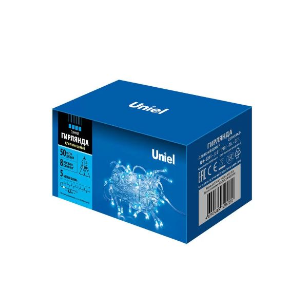 Гирлянда ULD-S0500-050/DTA 50LED синий 5м, 8 реж. 3,6W, прозр.провод