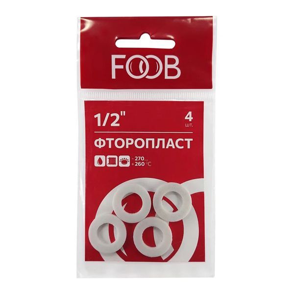 Набор прокладок из фторопласта, 1/2, 4 шт., FOOB, F20.34.4, арт. 00-00002544