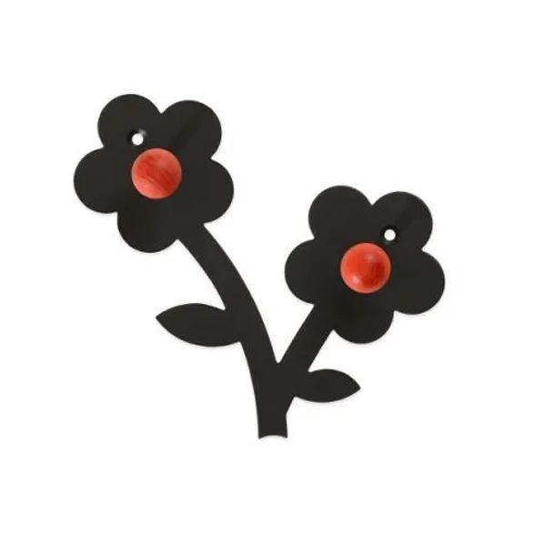 Вешалка настенная ФИАЛКА (черный / коралл)