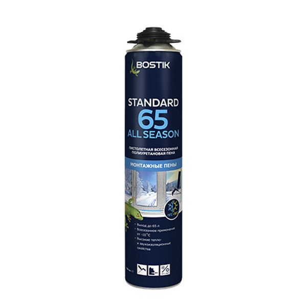Пена монтажная BOSTIK Standart All Seasons 65 всесезон. 0,8л (12)