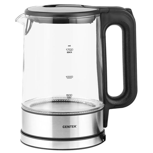Чайник Centek CT-0032 стекло 1.7л, 2200Вт, Внутр.LED подсветка, Быстрое кипячение, Фильтр от накипи.