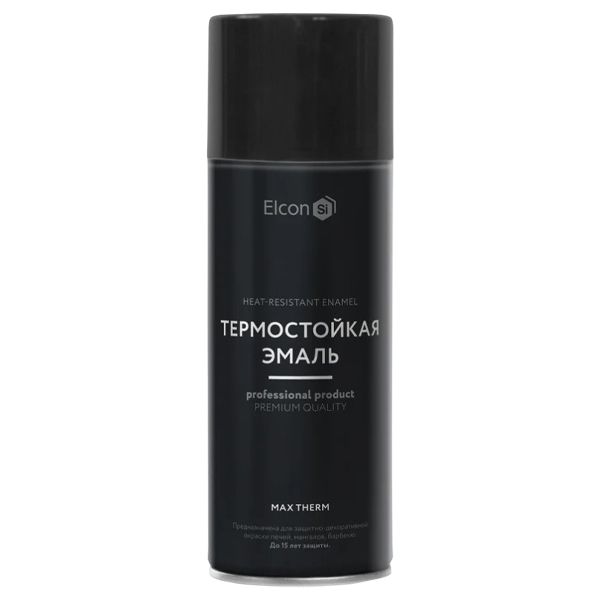 Эмаль термостойкая Elcon (до 1000 град.) черная 270гр аэрозоль (12)