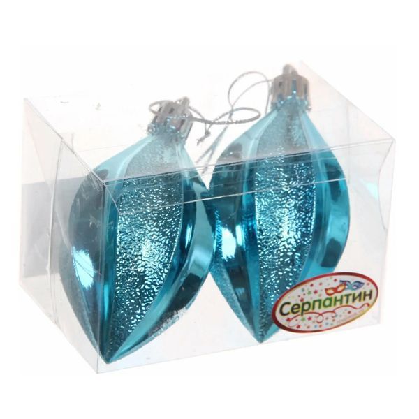 Украшение новогоднее Таинственное очарование Капля 8см (2шт) голубой (Э) 916-0338