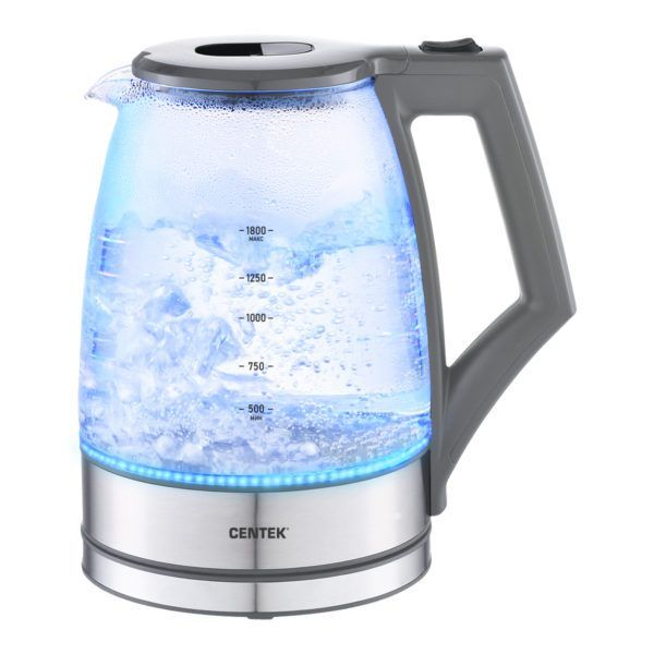 Чайник Centek CT-0014 (серый) 1.8л, 2200Вт, LED, Защита от накипи, Фильтр от накипи