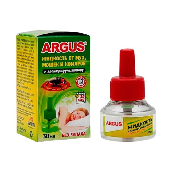 Жидкость ARGUS  от мух, мошек, комаров 30мл. (30ночей) б/запаха 450150 (х24)