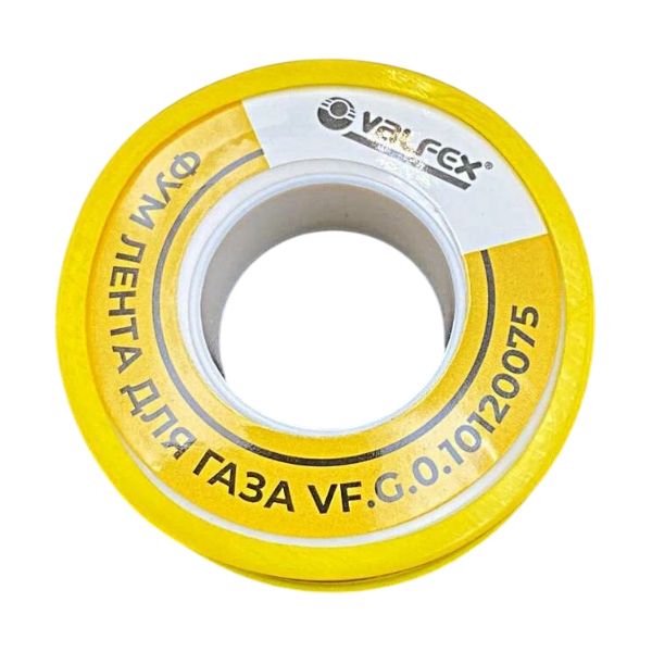 ФУМ лента для ГАЗА 10 м х 12 мм х 0,075 мм, ЖЕЛТАЯ VALFEX (500/10) К