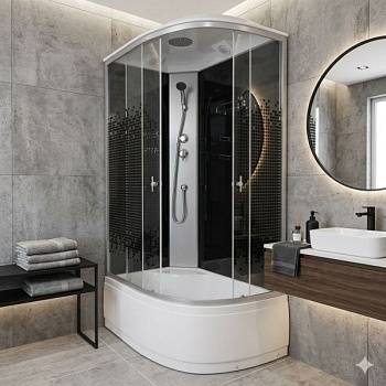 Душевая кабина Niagara NG-7510-14L левая Black (1200*800*2150 ) высокий поддон (40см) стекло Мозаика