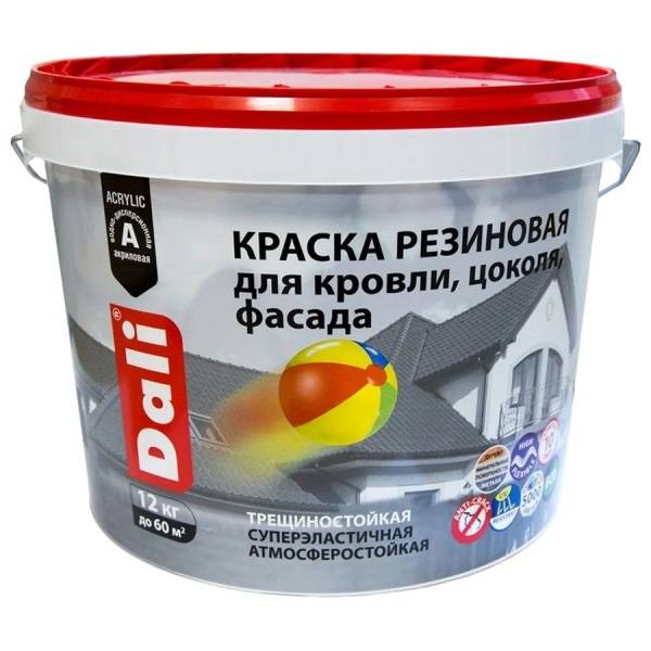 Краска  резин. для кровли, цоколя, фасада, зеленый мох DALI 12 кг