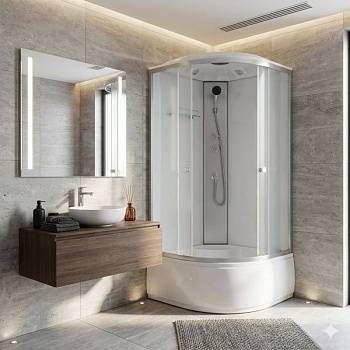 Душевая кабина Eco E100/40/MT (100х100х215) высокий поддон(40см),стекло матовое,4 места